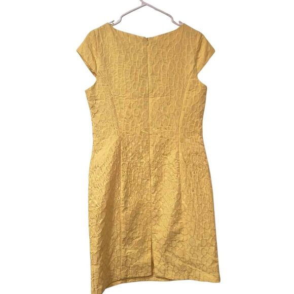 Dressbarn Women's Yellow Polyester / Spandex Lined Jacquard Dress - Picture 5 of 15